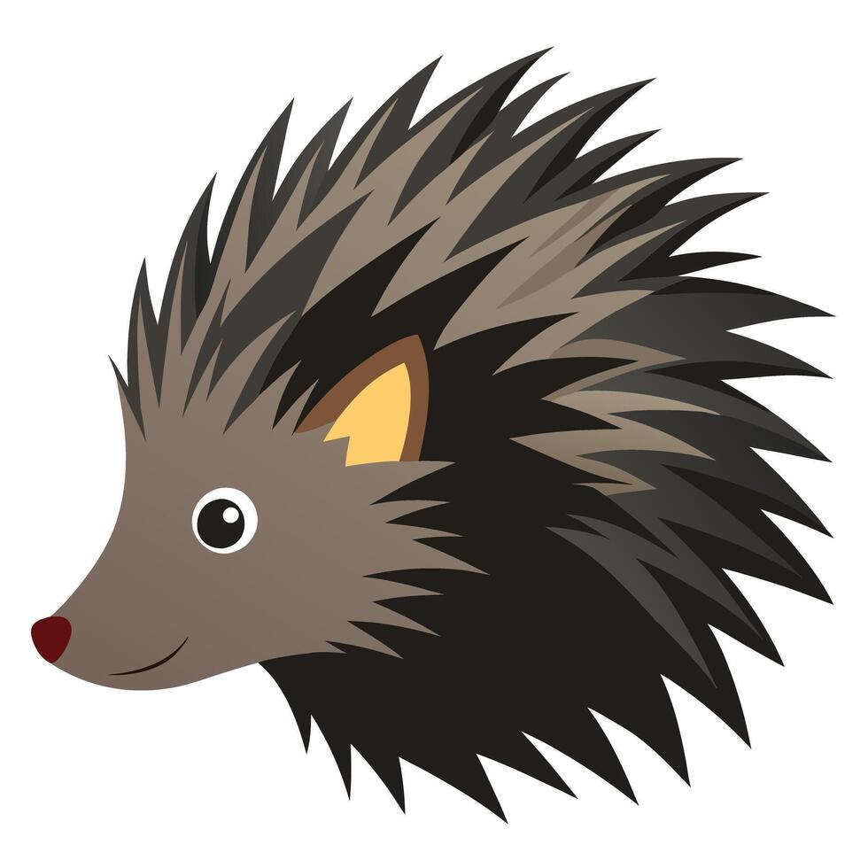 Cute Cartoon Hedgehog Head Illustration vector