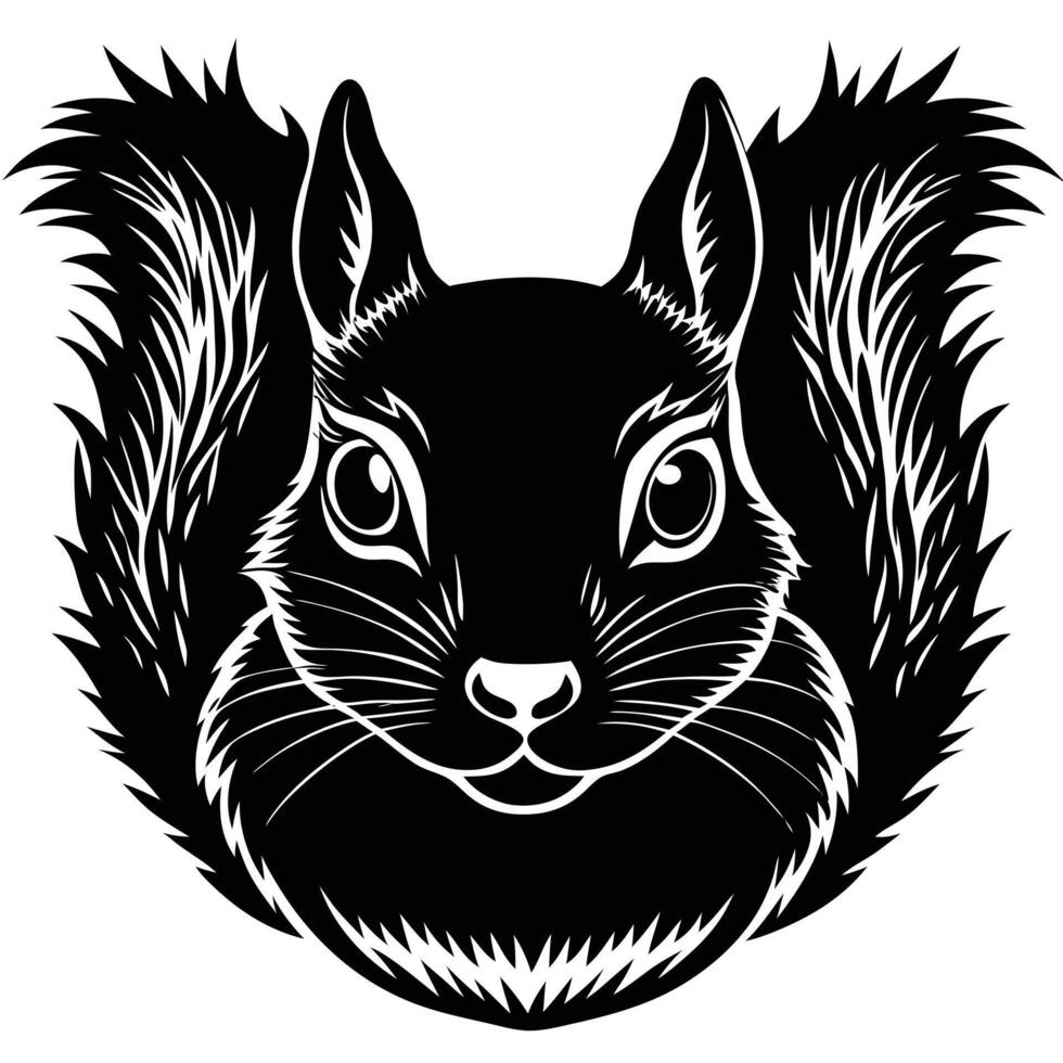 Squirrel Head Black Silhouette vector