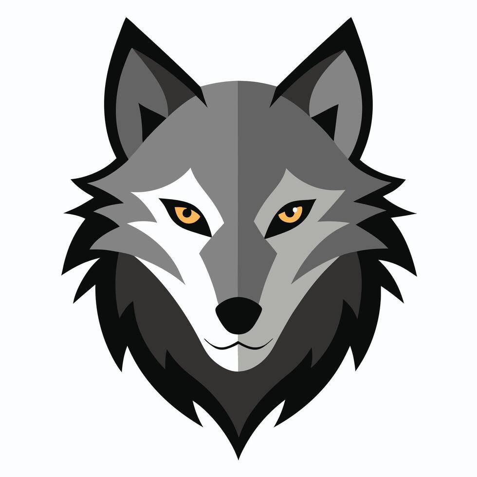 The wolf head is shown in a flat style vector