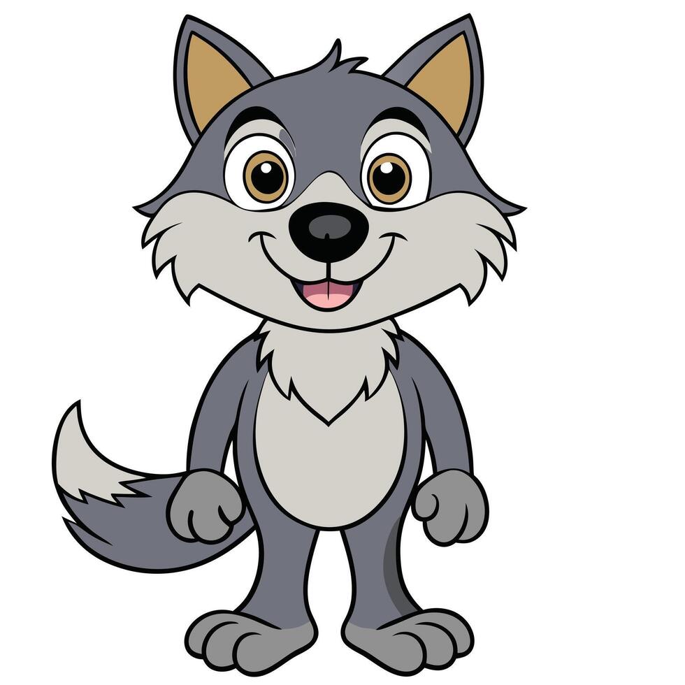 A cartoon wolf standing with his arms out vector