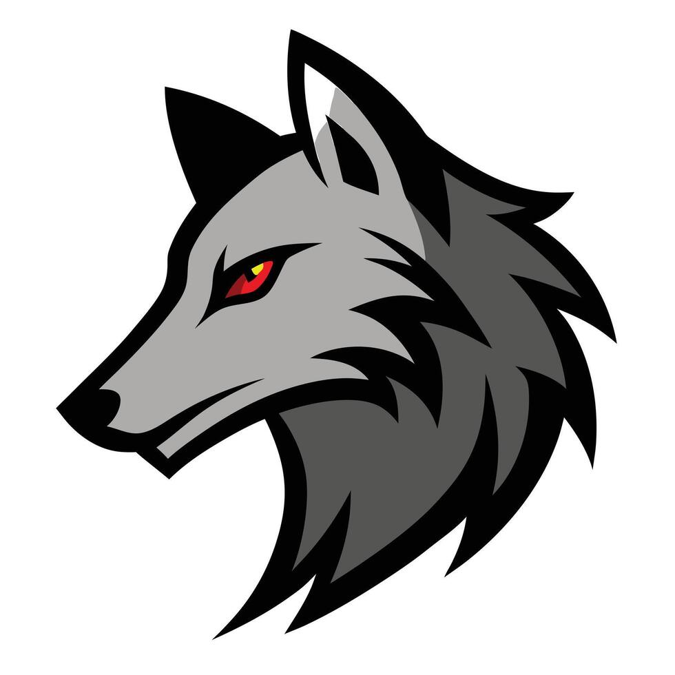 A wolf head with red eyes on a white background vector