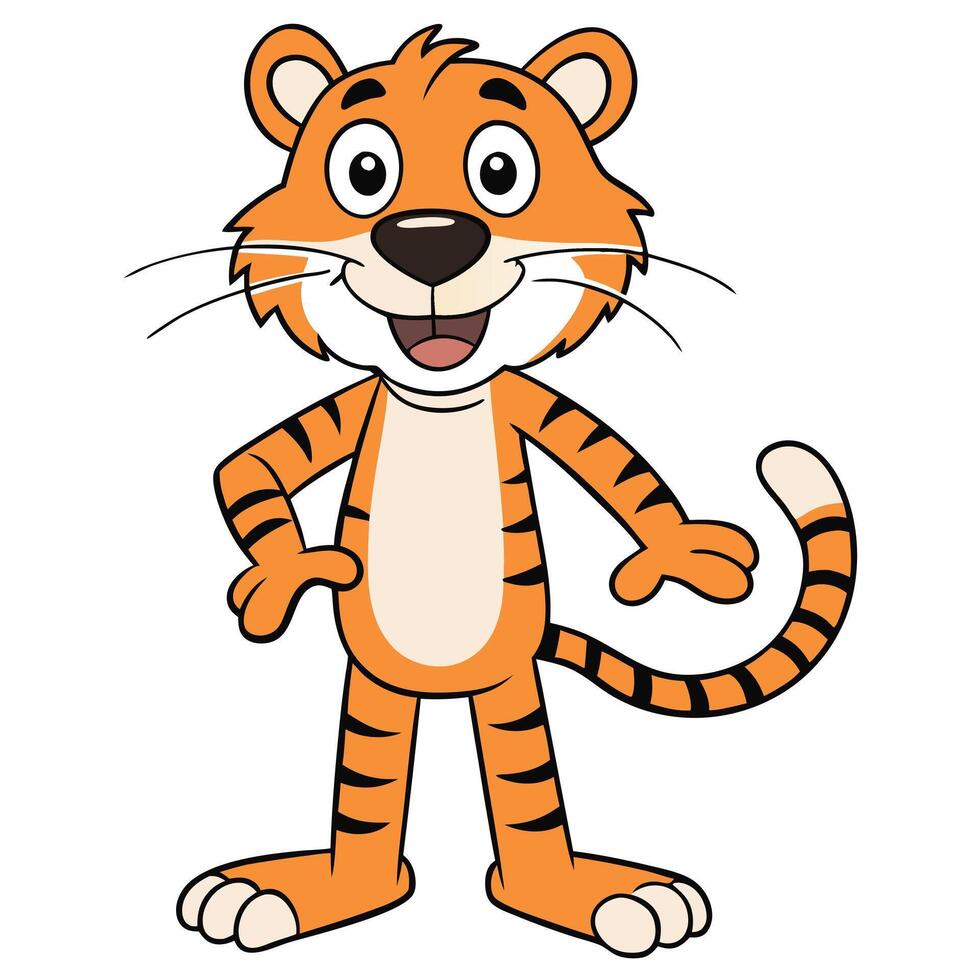 Cartoon Standing Smiling Tiger vector