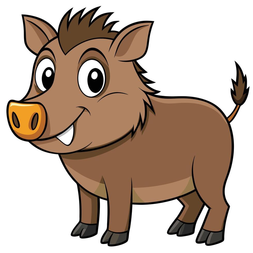 A cartoon boar standing with its mouth open vector