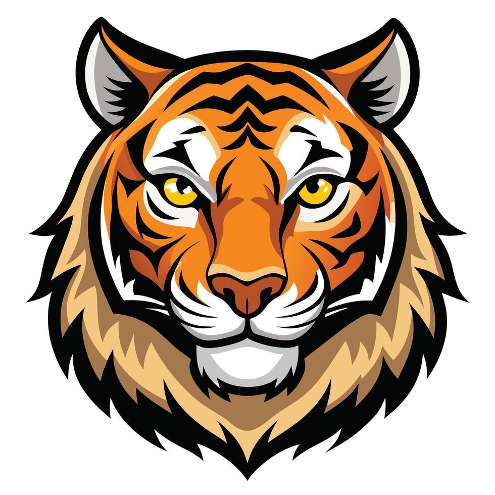 Real Tiger Head Illustration vector
