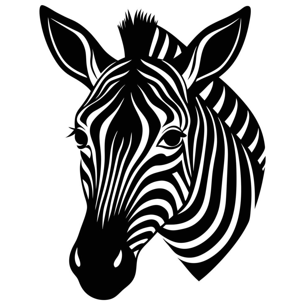 Zebra head silhouette on white background vector
