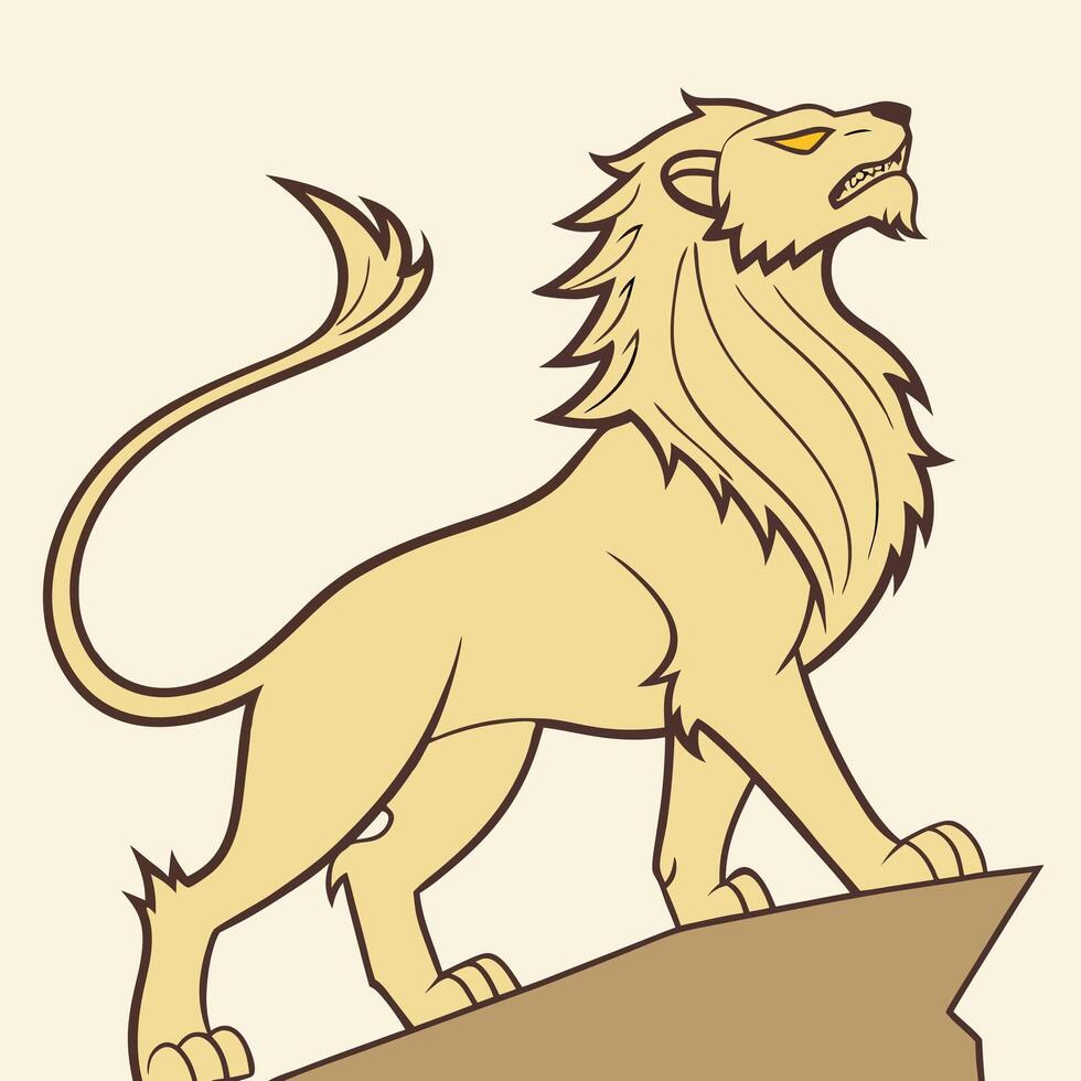 A cartoon lion standing on a rock vector