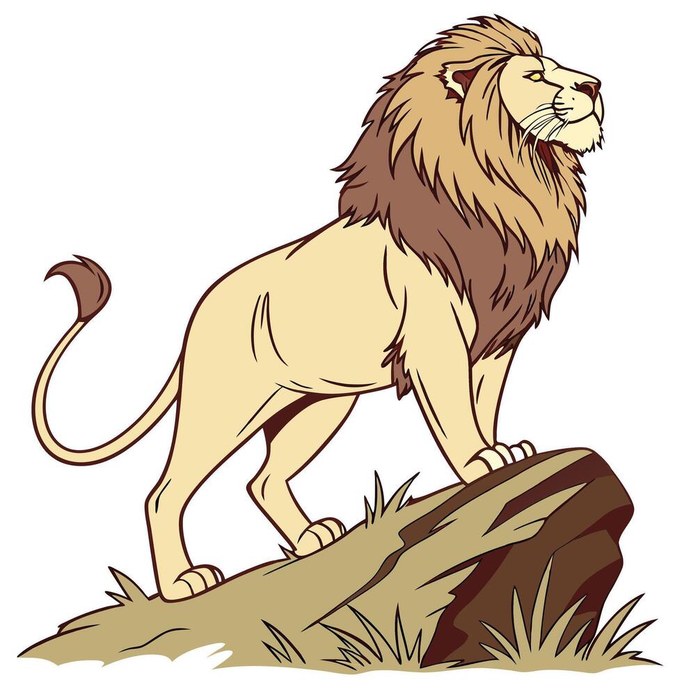 Lion standing on a rock vector