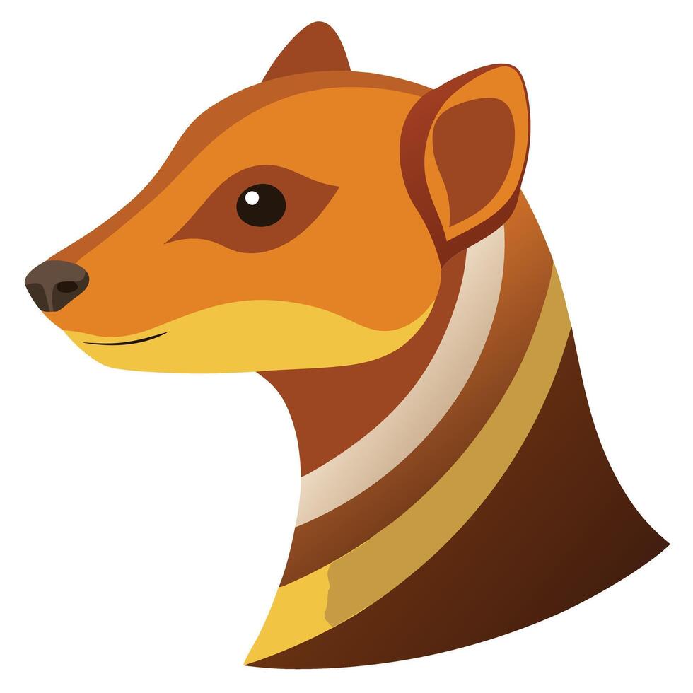A cartoon animal head with a brown and white stripe vector
