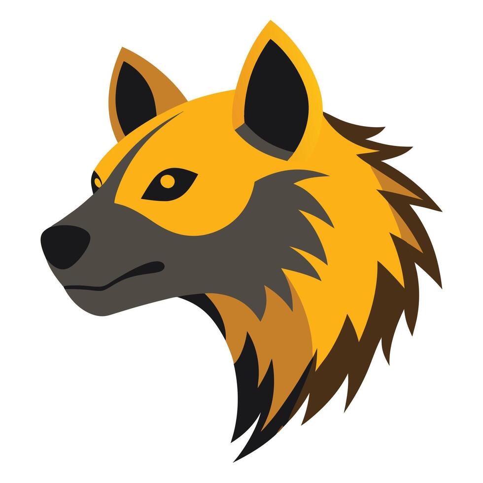 A yellow and black hyena head on a white background vector