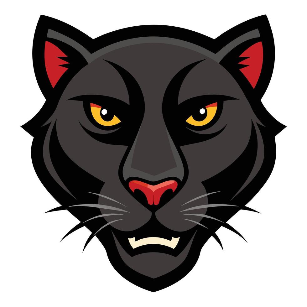 A black panther head with yellow eyes vector