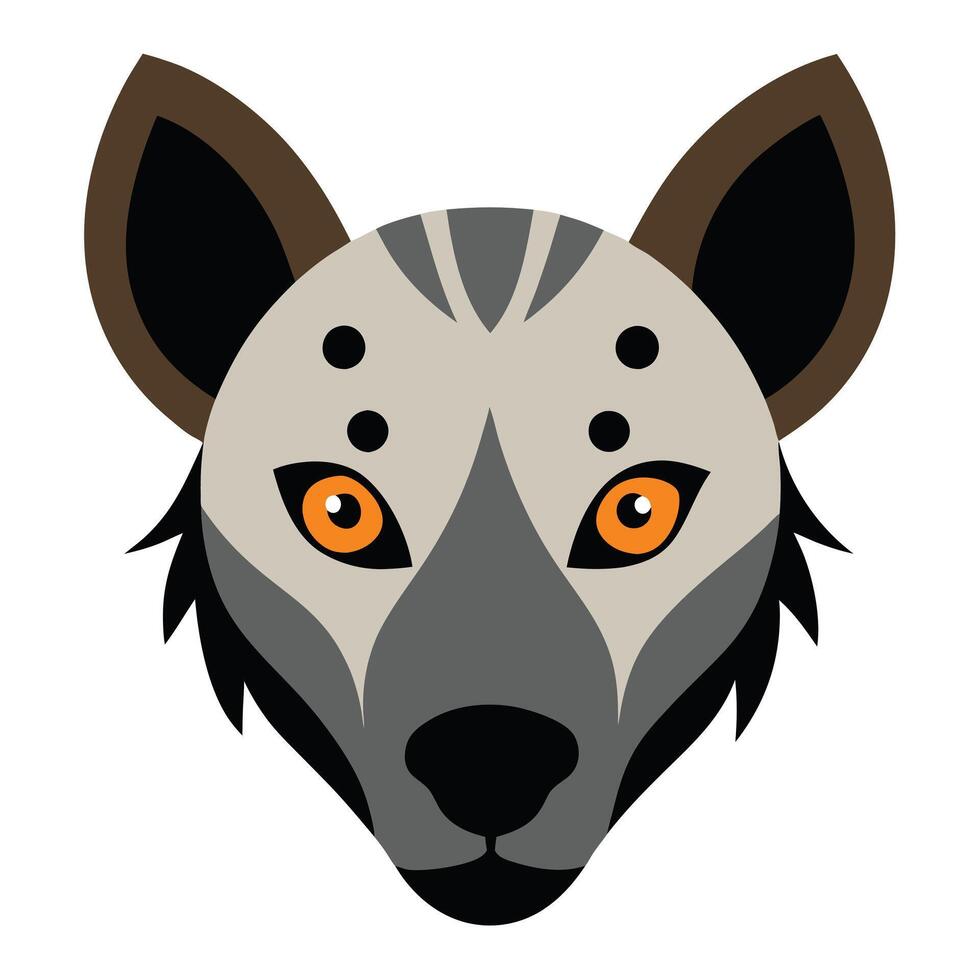 A hyena head with orange eyes on a white background vector