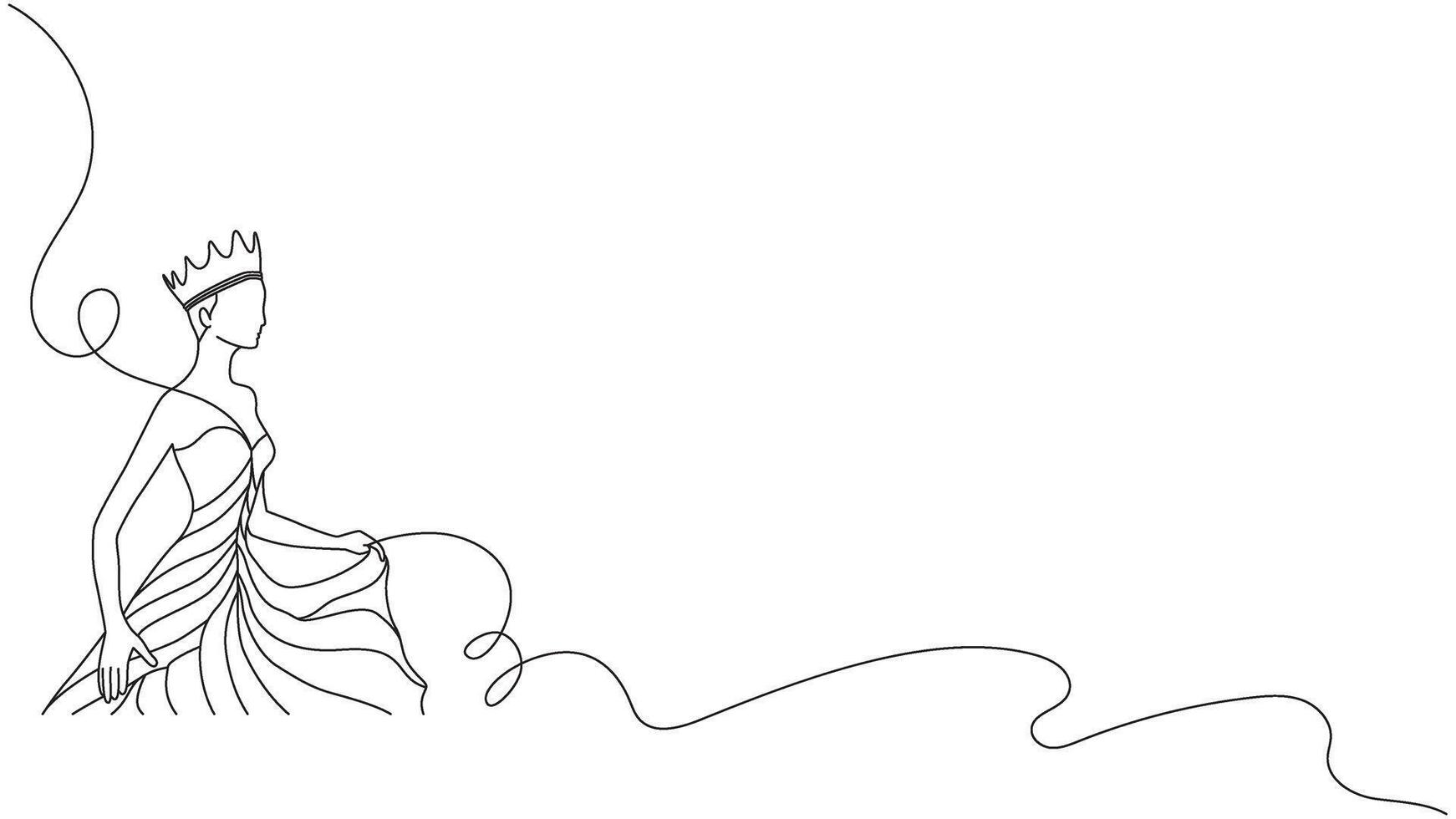 Minimalist regal woman portrait continuous line drawing artwork design vector