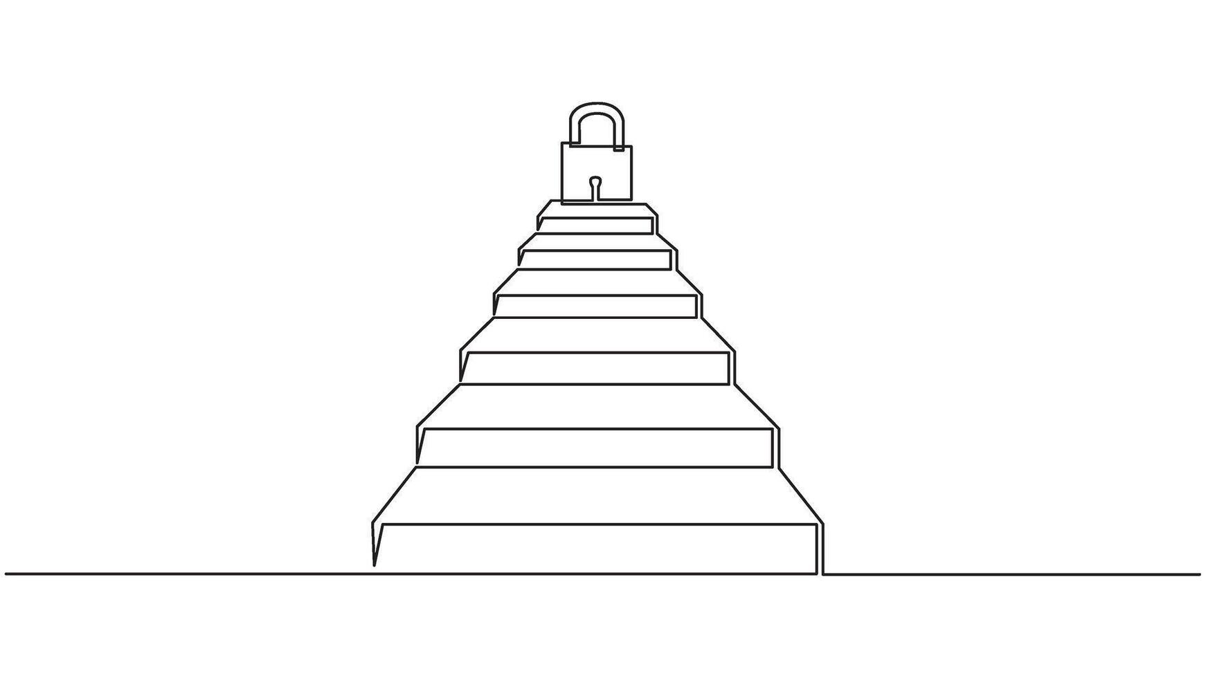 Stairway to Security, A Conceptual One-Line Illustration of a Locked Future vector