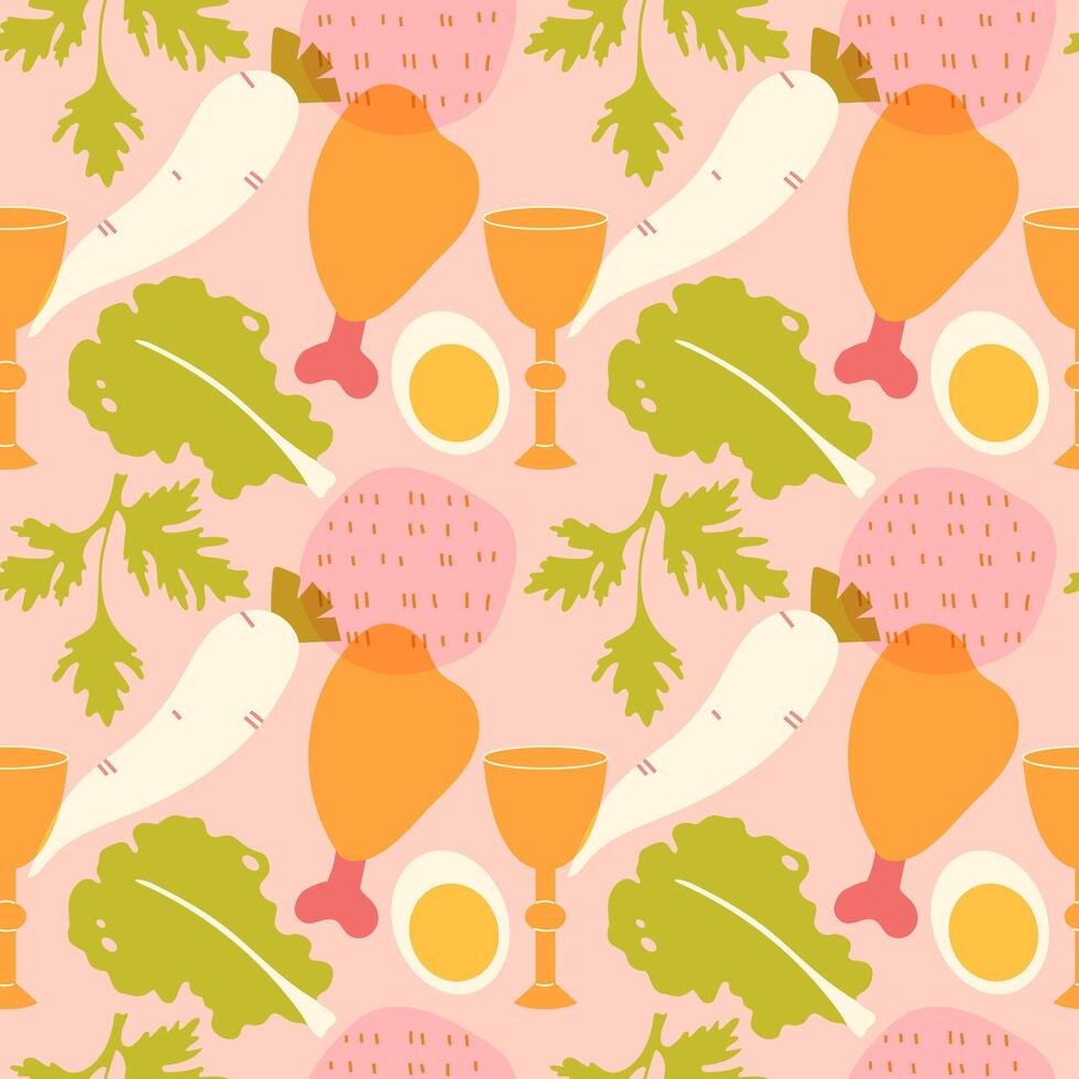 Seamless pattern holiday dinner on Passover vector