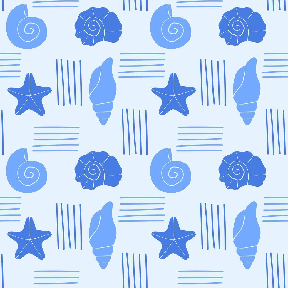 Seamless pattern with hand drawn sea doodles vector