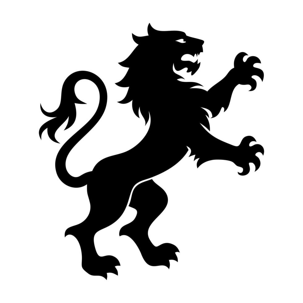 Wild Power Lion Silhouette in Black on White vector