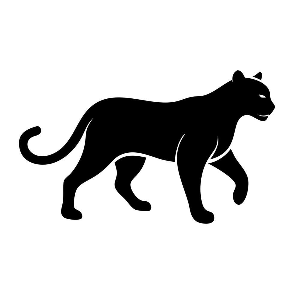 Shadowed Leopard Sleek Wild Animal Silhouette in Black White vector