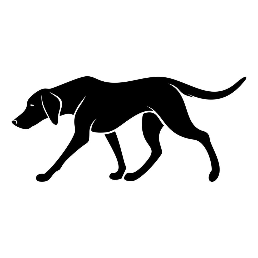 Animated Paws Black Cartoon Dog Silhouette on White Background vector