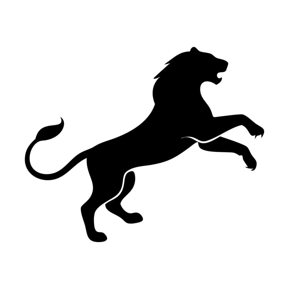 Fierce and Strong Black Lion Silhouette Art vector