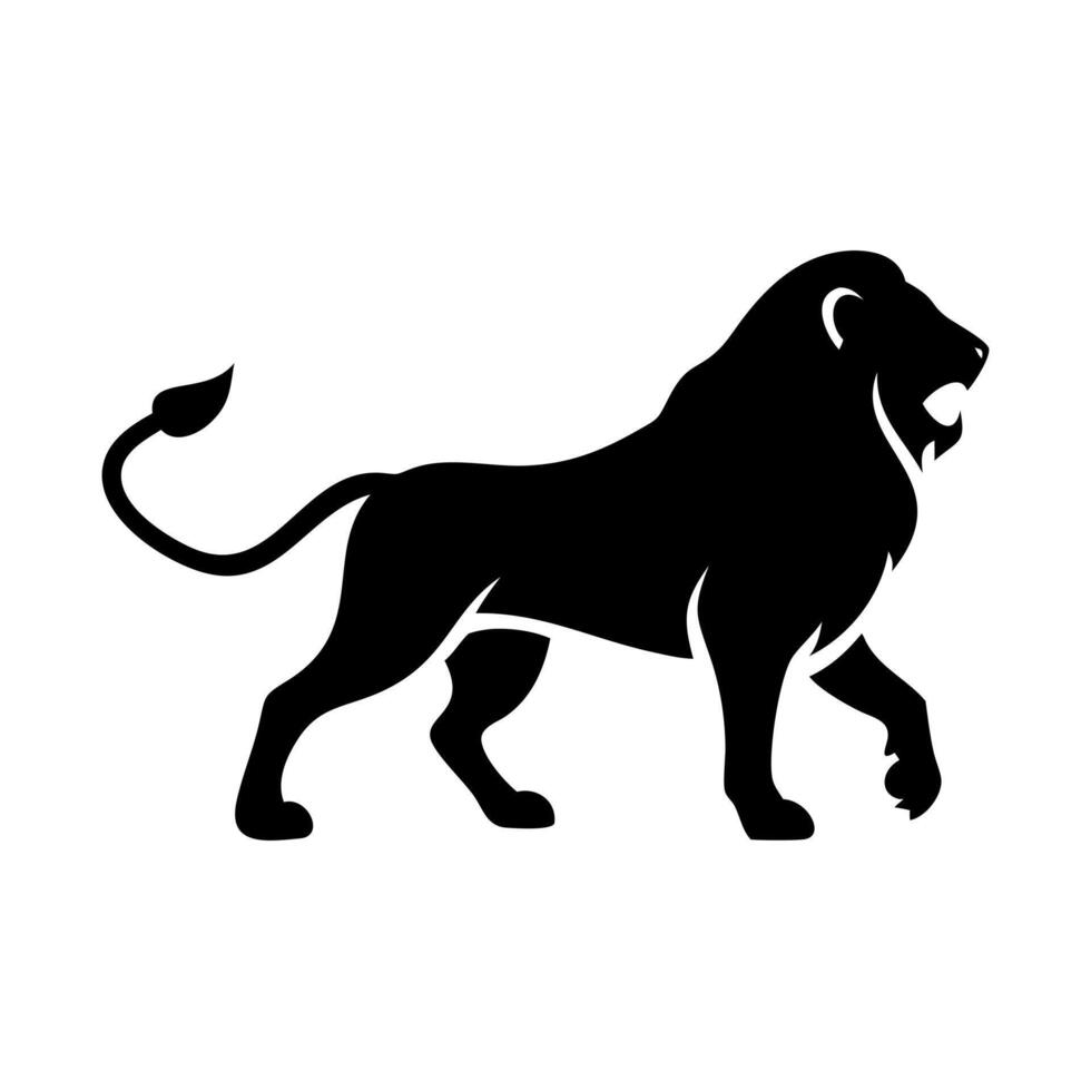 The Mighty King Black Lion Silhouette in Style vector