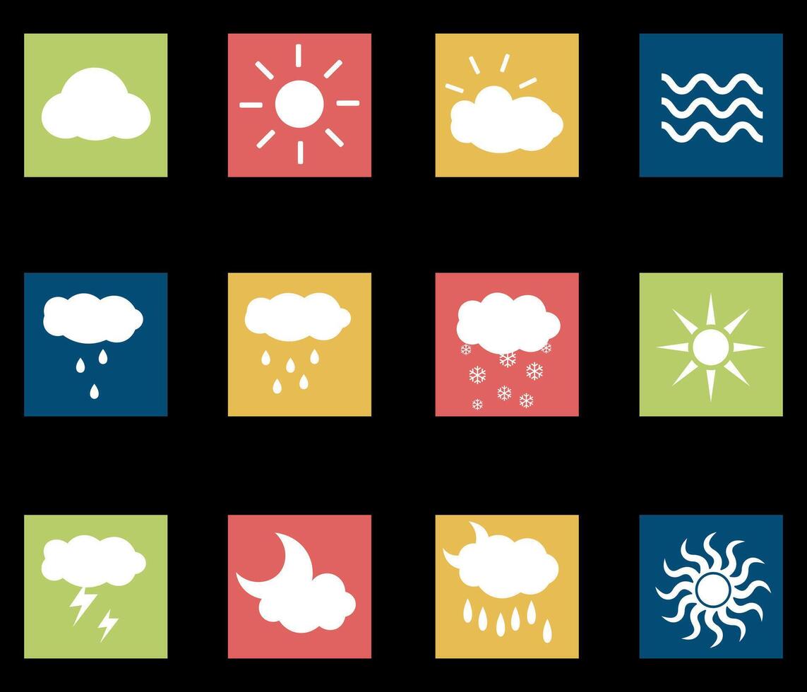 Weather icon set. Forecast weather flat symbols vector