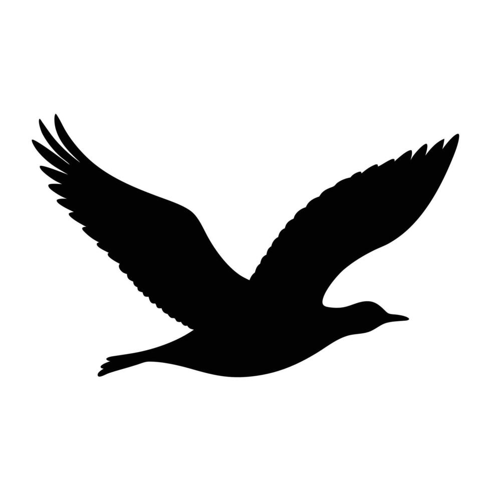 Migratory Bird illustration black silhouette, bird flying silhouette . vector