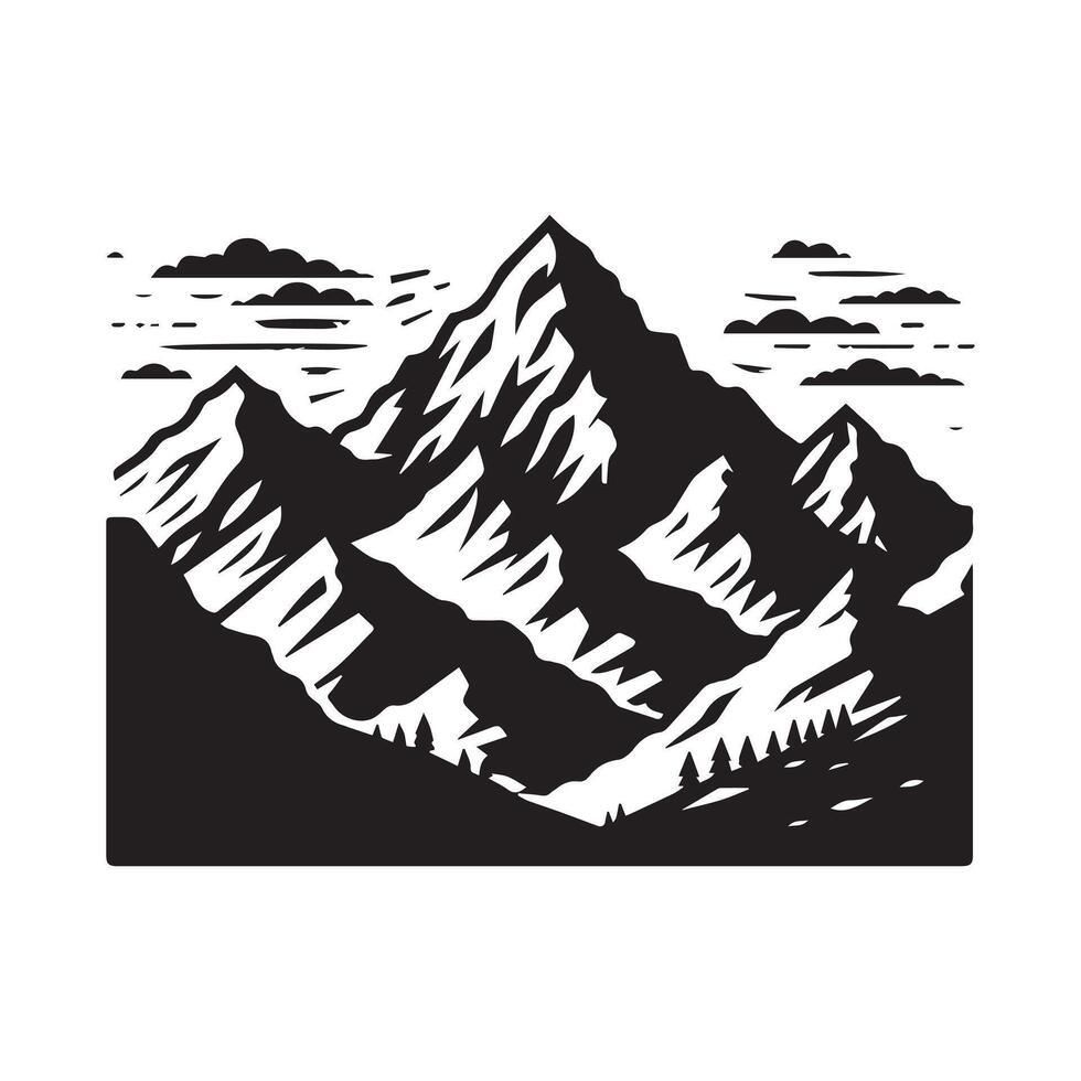Majestic Mountains Silhouette in a Circle vector