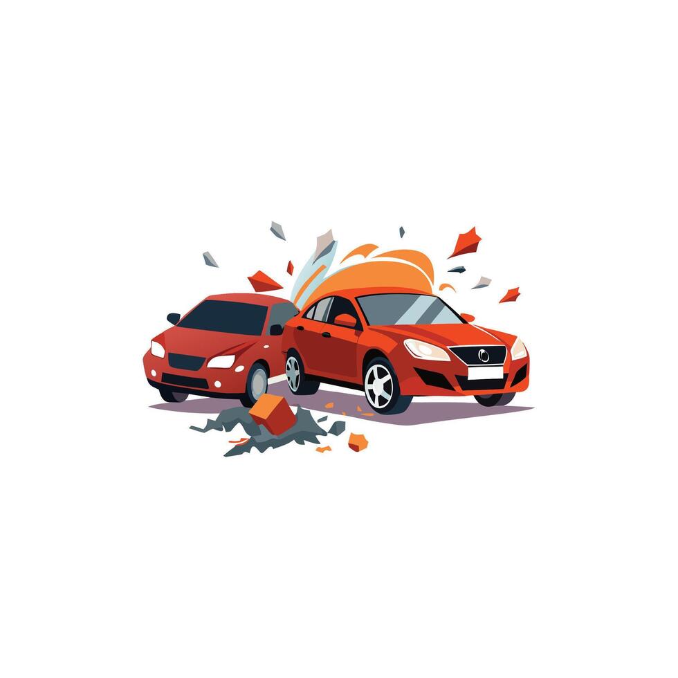 Two Cars in an Accident Digital Illustration vector