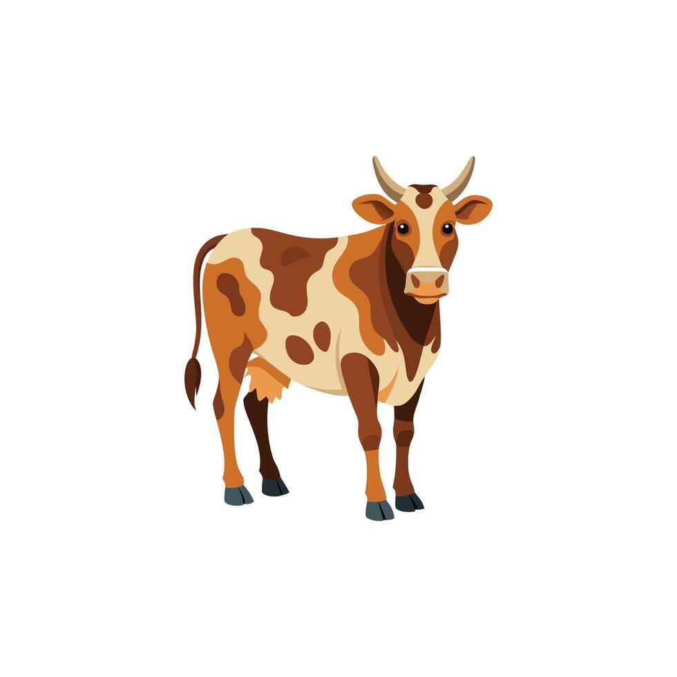 Minimalist Cow Illustration Design on White vector