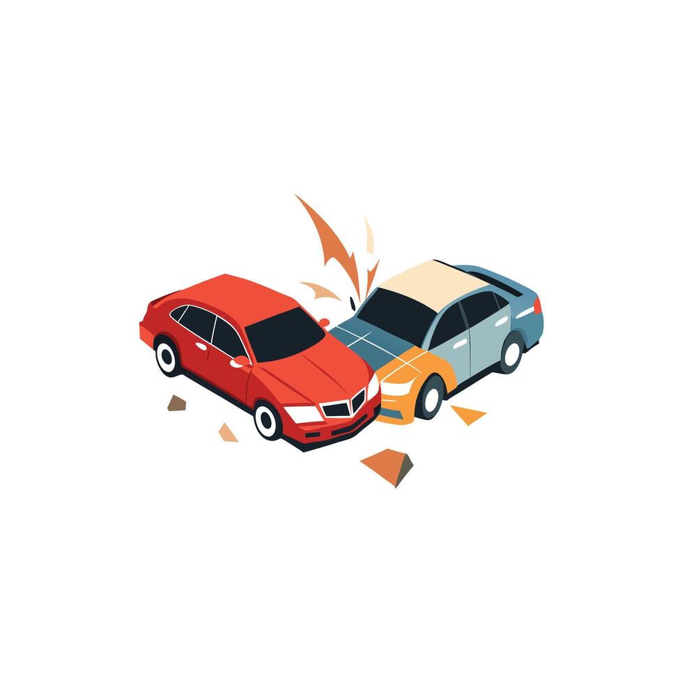 Crashed Cars on Road Illustration Design vector