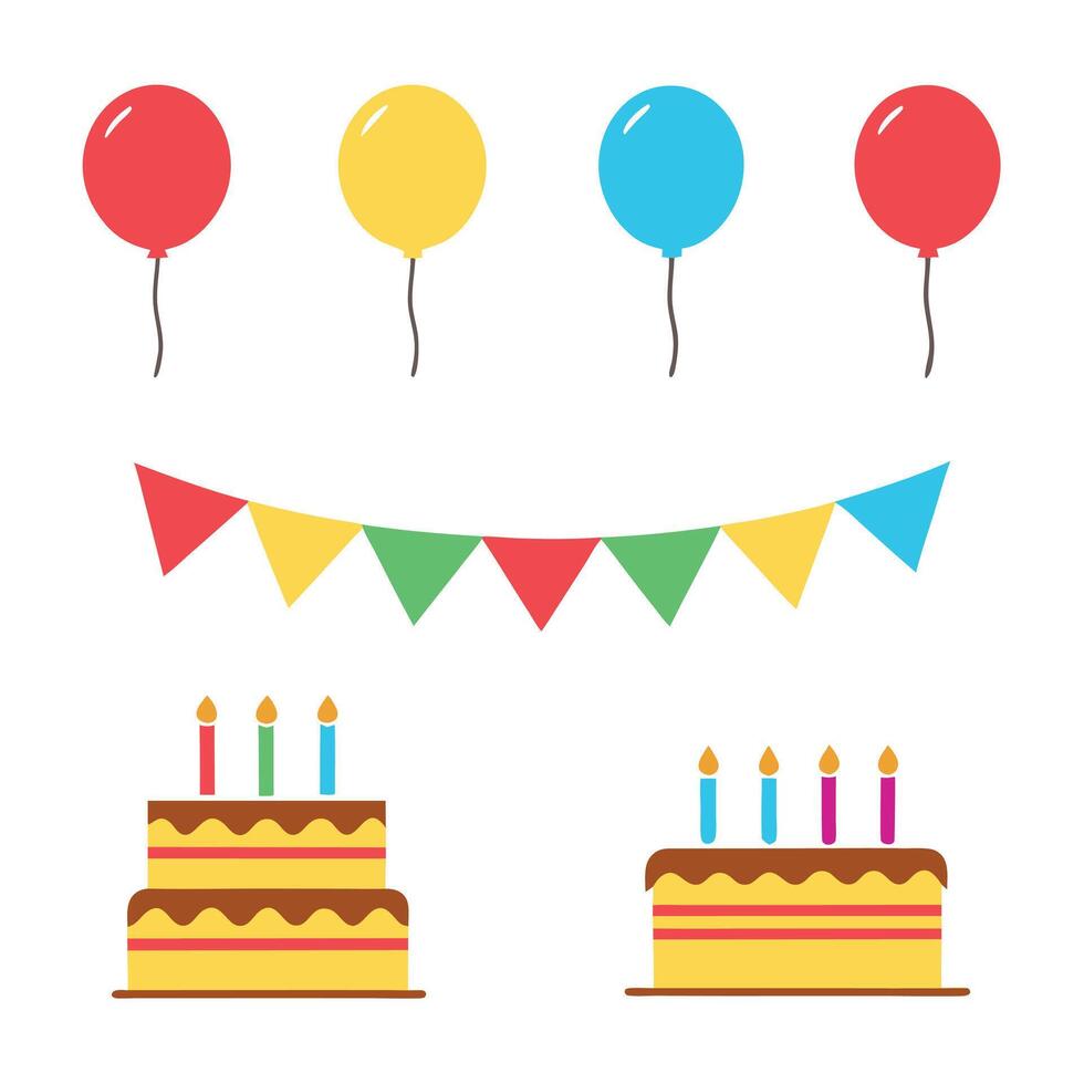 Flat Style Birthday Elements for Invitations and Designs vector