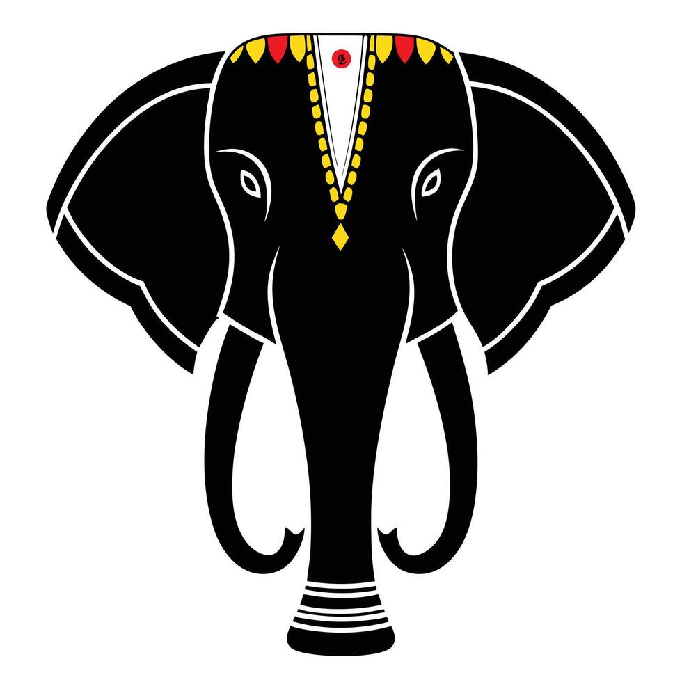 Heritage Indian Elephant Silhouette Cultural Symbol vector