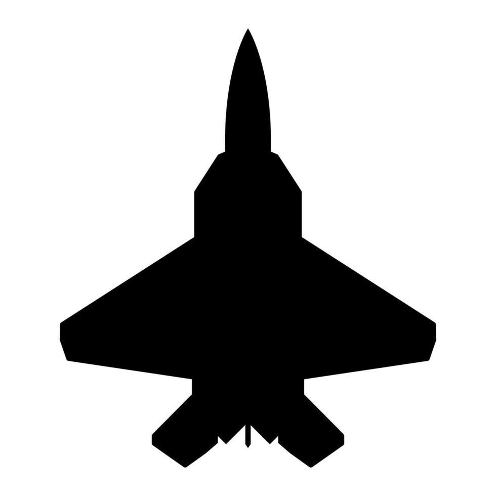 silhouette illustration of a modern fighter jet flying icon symbol vector