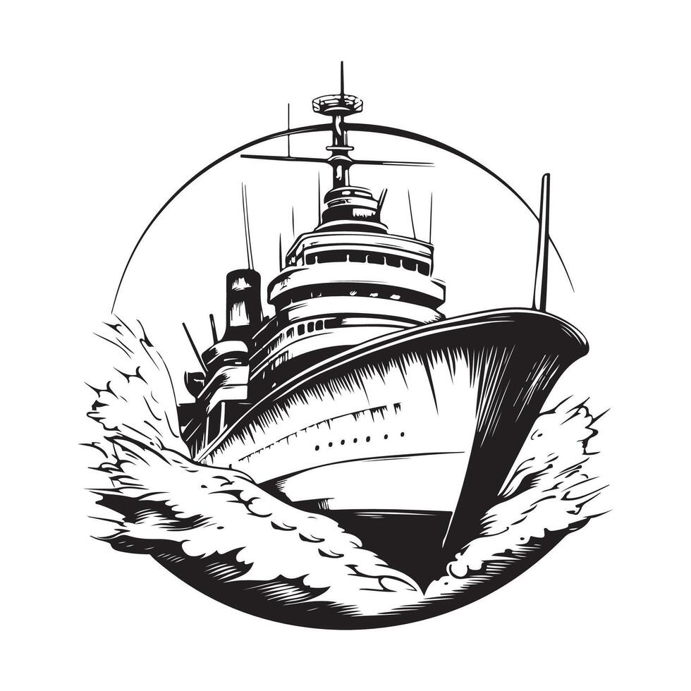 Warship Image. Powerful Warship Gliding Across the Ocean Waves in a Striking Image Illustration vector