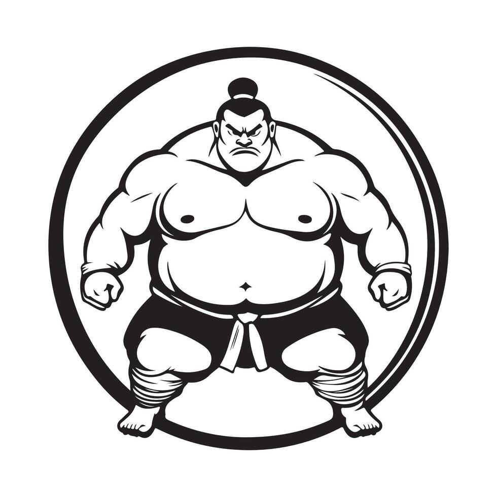 Strong Sumo Illustrations. Heavy weight wrestler Images Illustration on white background vector