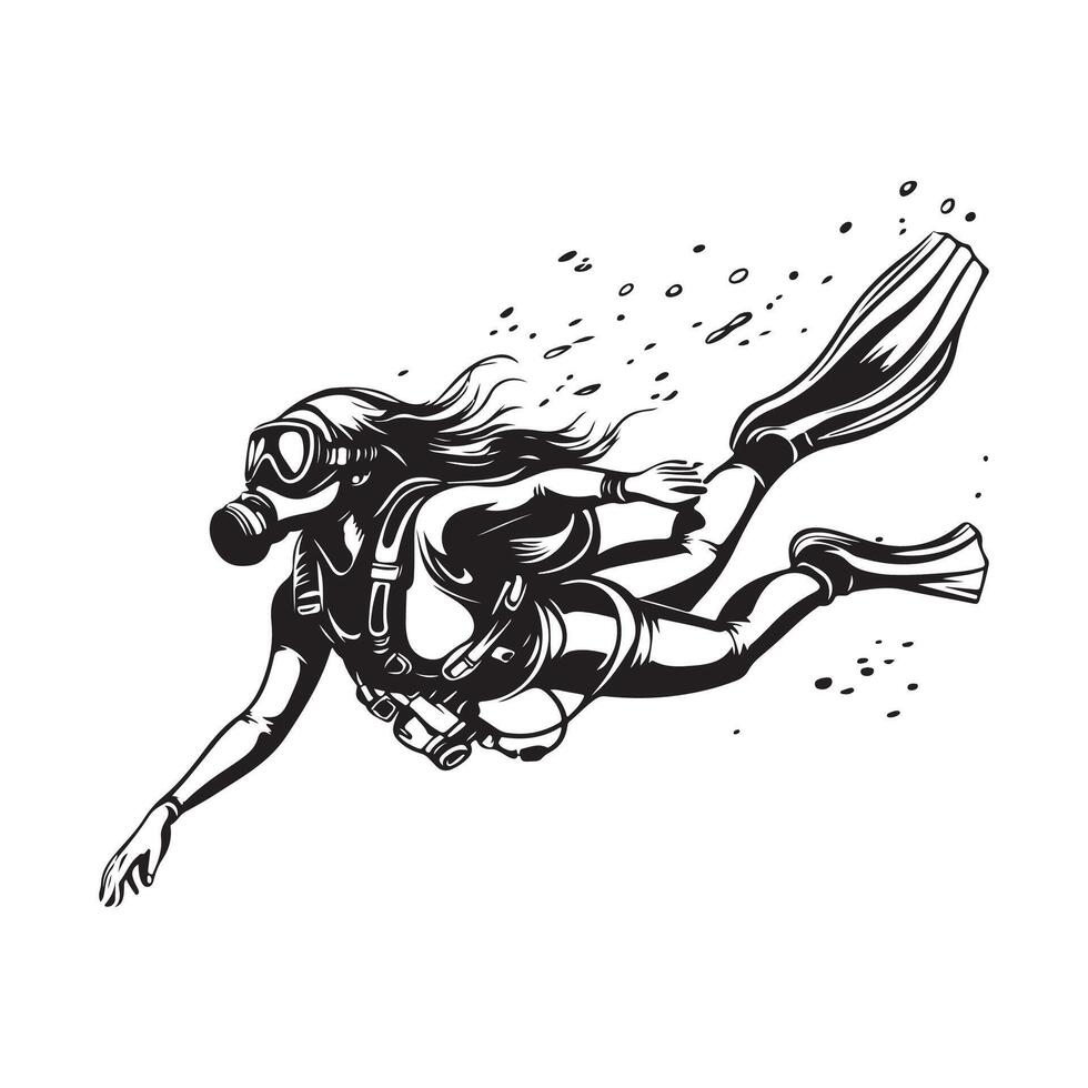 Woman Snorkeling image. Woman Snorkeling Stock Illustrations. vector