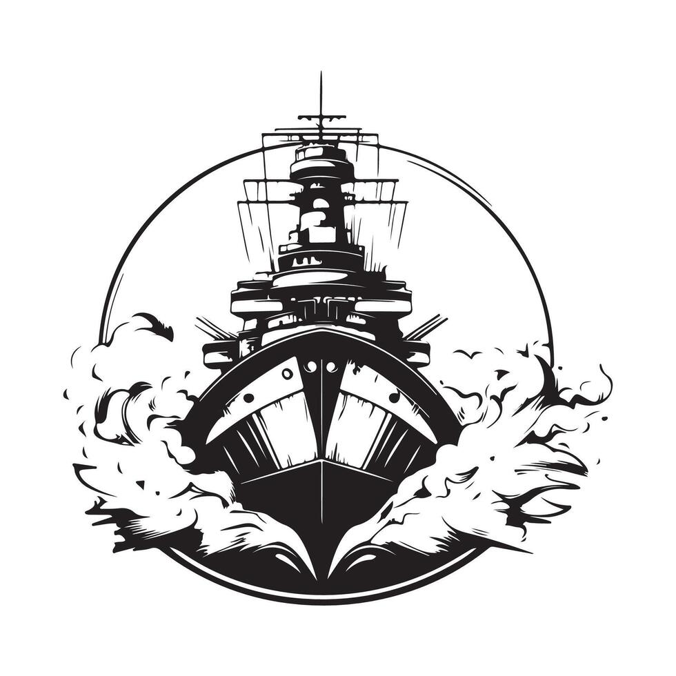 Warship Destroyer Stock Illustrations isolated on white Bcackground vector