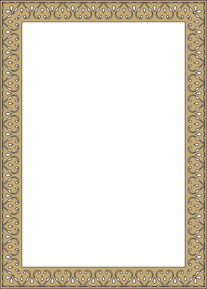 gold with black Arabic national square ornament. Ethnic rectangle, frame of eastern peoples. Persian paint vector
