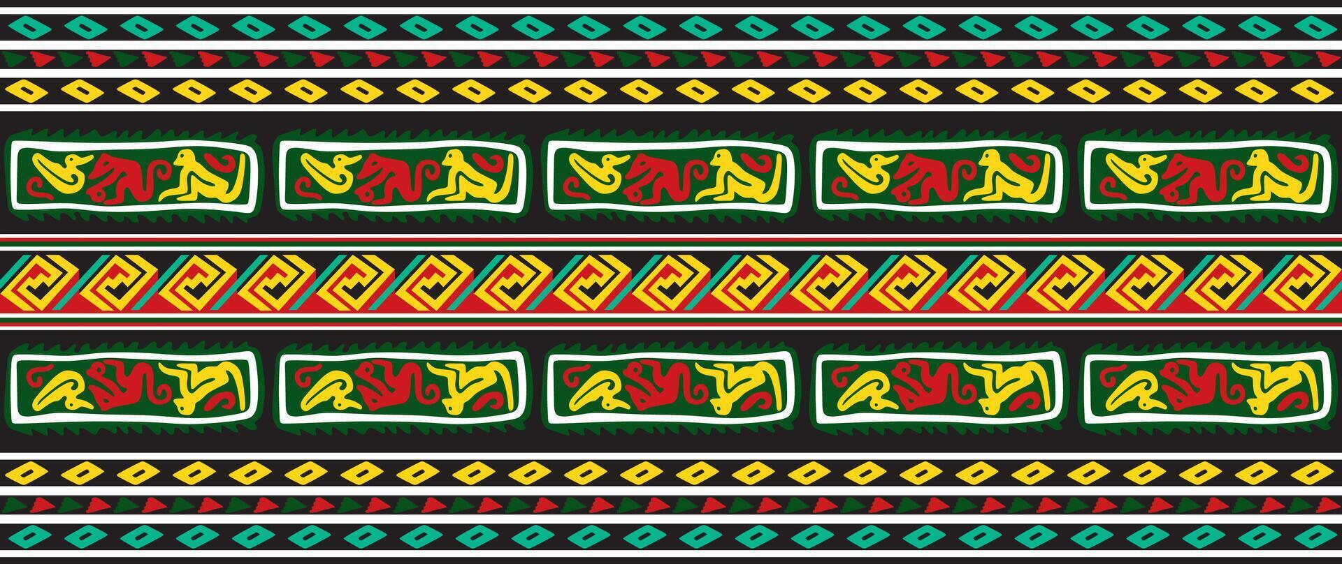seamless colored border ornament. Native American tribes framework vector