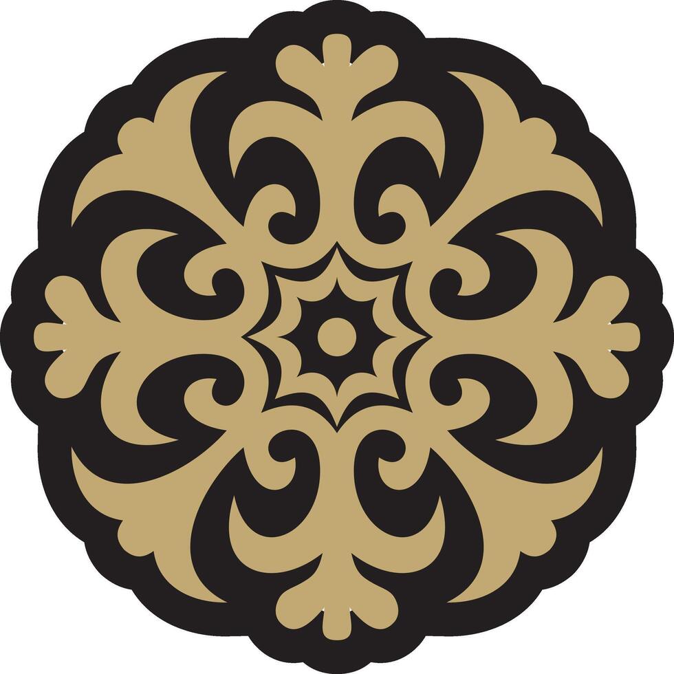 golden and black Kazakh national ornament. Ethnic pattern of the peoples of Great Steppe, vector