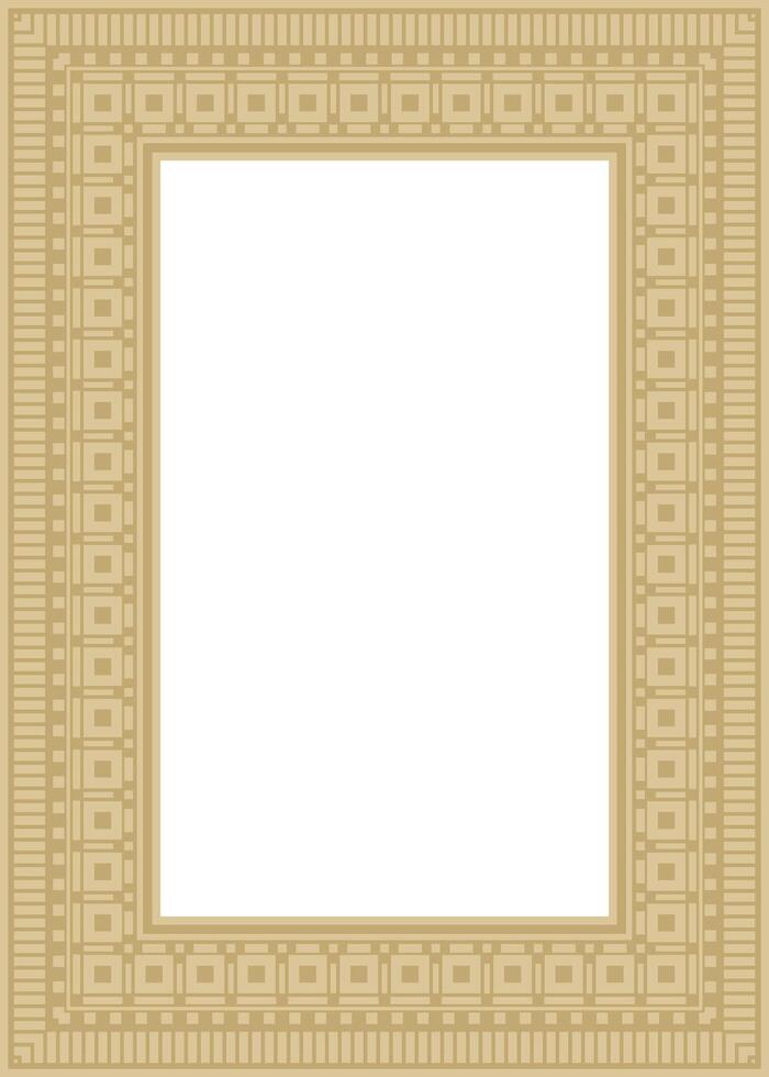 square Assyrian gold ornament. Rectangle, border, frame of Mesopatamia. Pattern of ancient East. vector