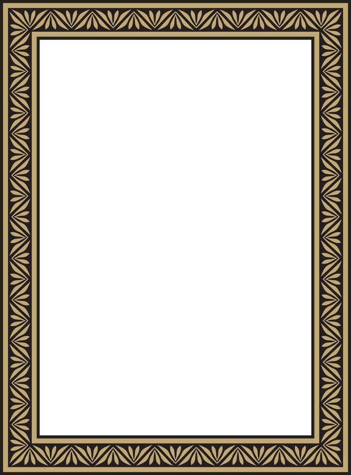 gold and black square classic byzantine ornament. Rectangle, border, Ancient Greece, Eastern Roman Empire frame. Russian Orthodox Church vector