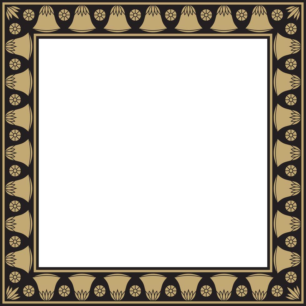 gold and black square Egyptian ornament. Rectangle, frame, ancient Egypt. vector