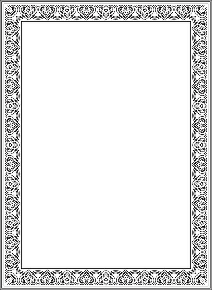 black contour Chinese rectangle, frame. Square ornaments of oriental peoples, korea, taiwan, china, hong kong, vector