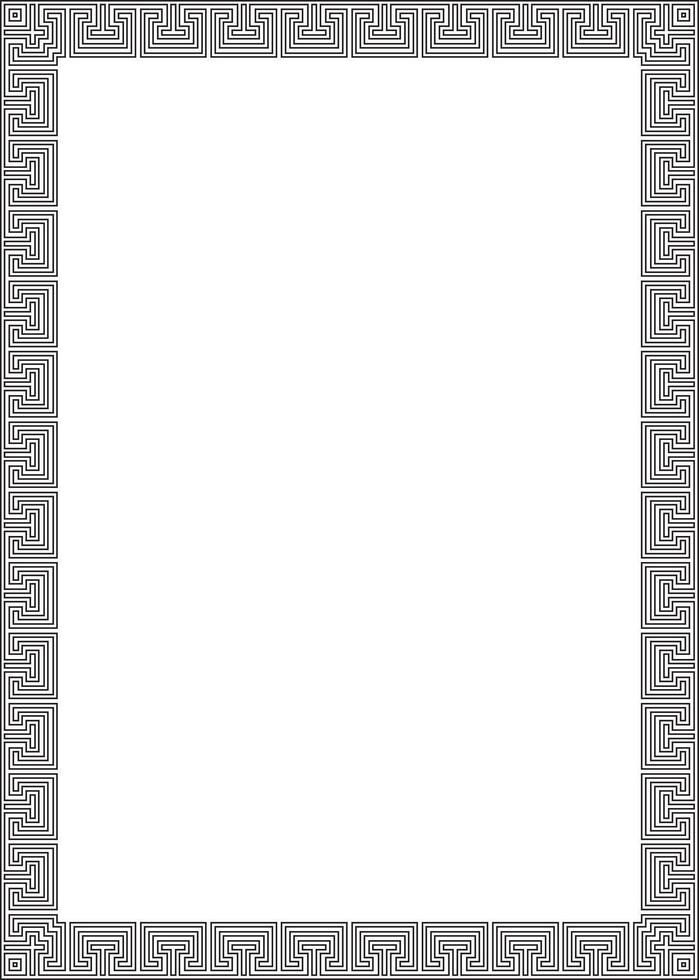 black monochrome classic Greek square outline ornament. Rectangle of Ancient Greece and Roman Empire. Byzantine painting of walls, floors and ceilings. Decor of European palace vector