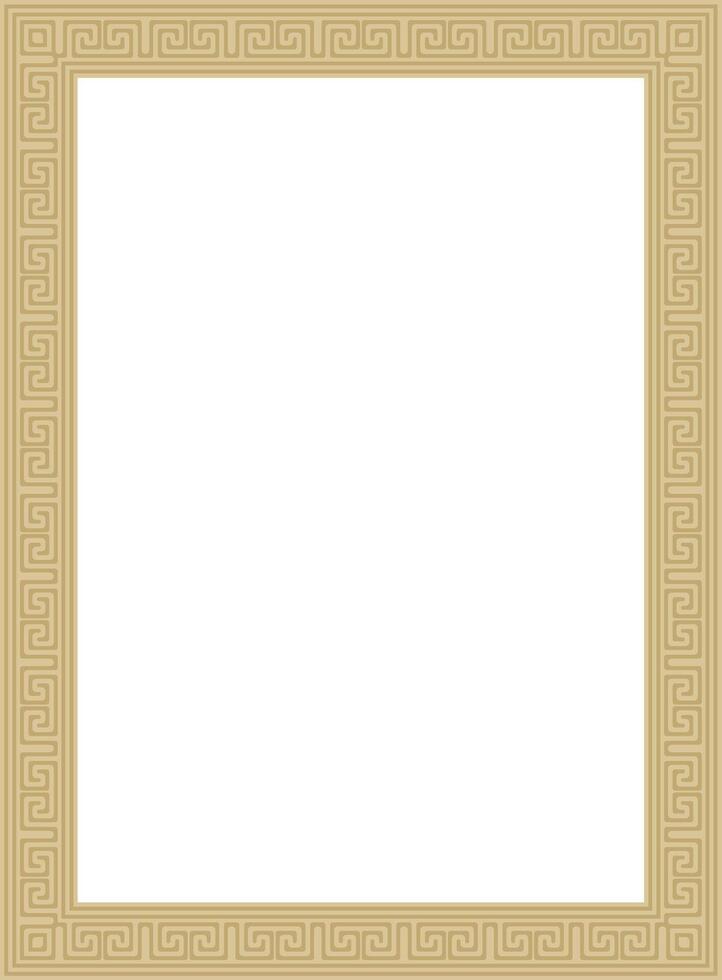 golden classic Greek square ornament. Rectangle of Ancient Greece and Roman Empire. Byzantine painting of walls, floors and ceilings. Decor of European palace vector
