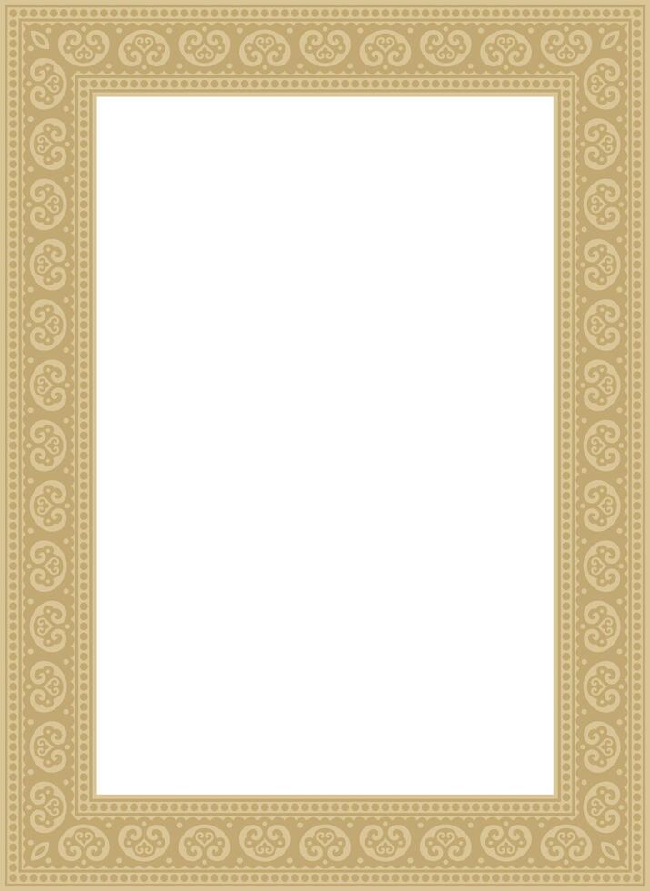 square gold ancient Russian ornament. Slavic rectangle, border, frame. Paint of royal chambers. vector