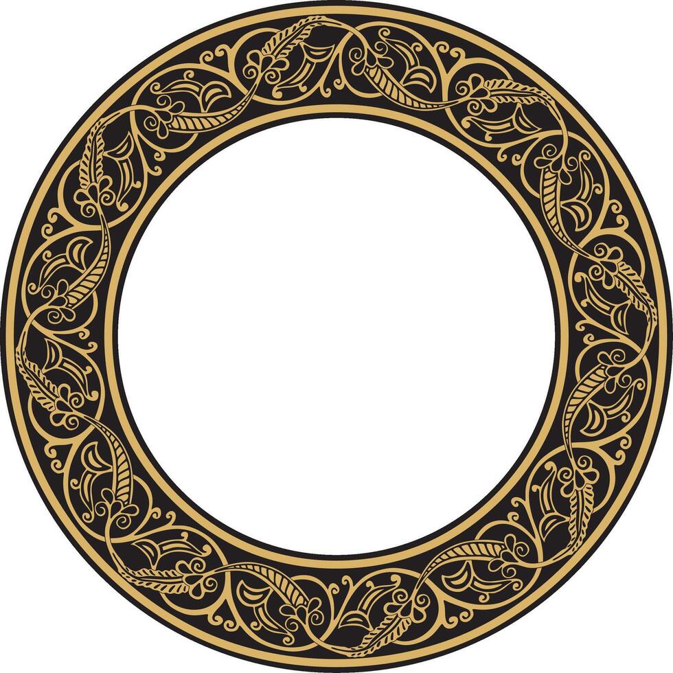 golden round oriental ornament. Arabic patterned circle Iran, Iraq, Turkey, Syria. vector