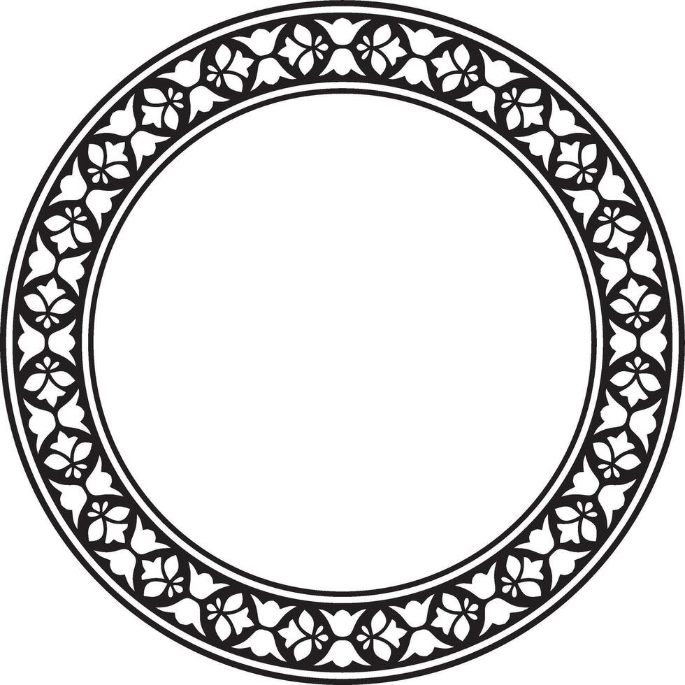 black monochrome round national Indian ornament. Circle, ethnic Hindu frame vector