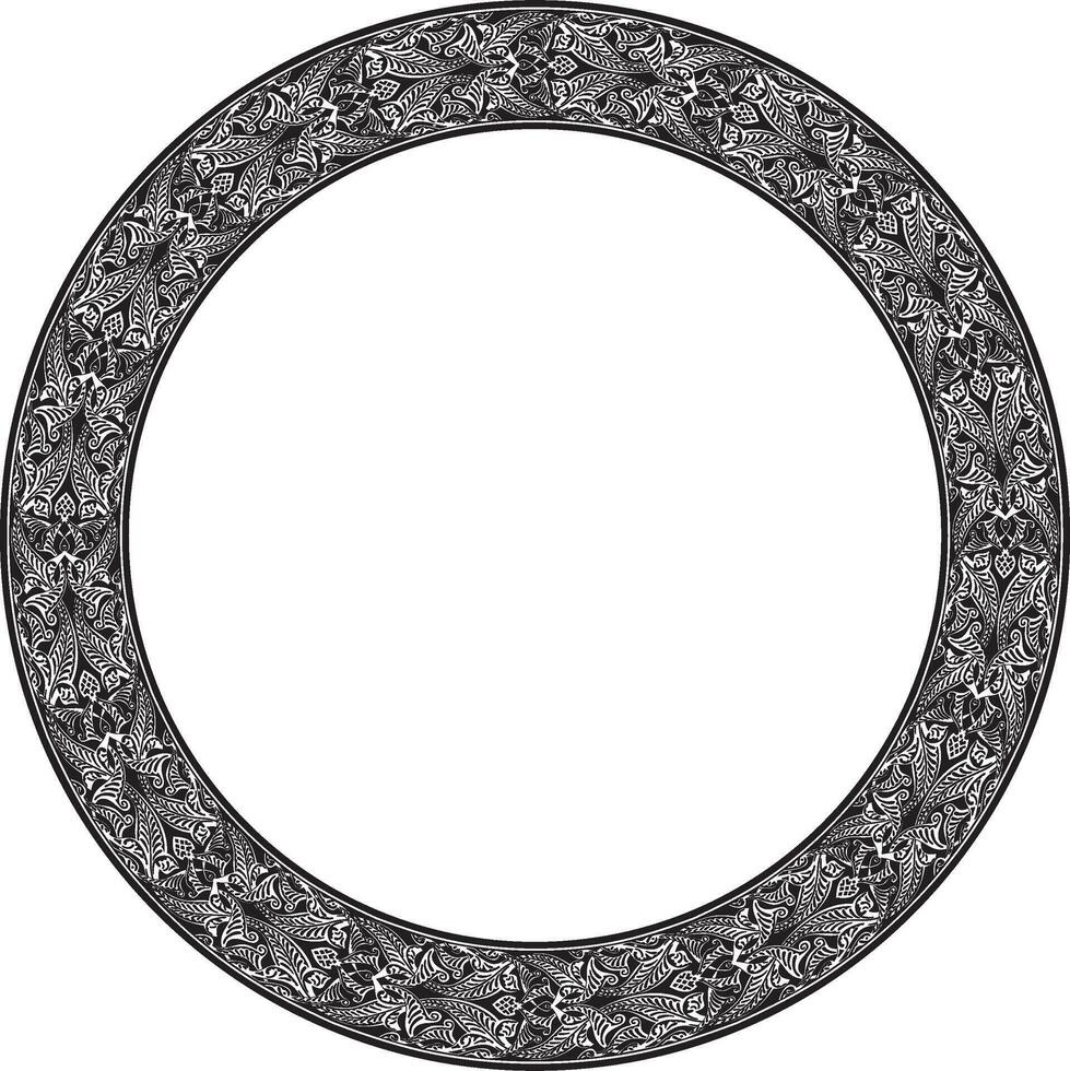 monochrome round oriental ornament. Arabic patterned circle of Iran, Iraq, Turkey, Syria. Persian frame, border. For sandblasting, plotter vector